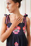 Nimo With Love Agate Organic Cotton Dress in Navy with Flowerbunch Embroidery - Arielle Clothing
