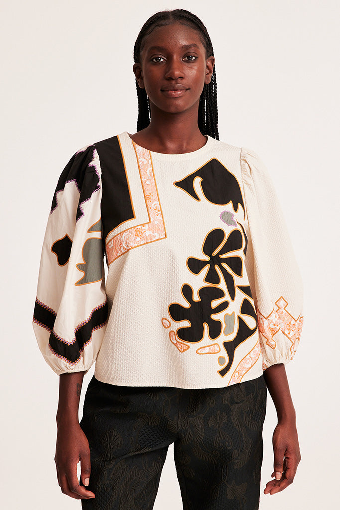 Odd Molly Brittany Blouse in Birch White - Arielle Clothing