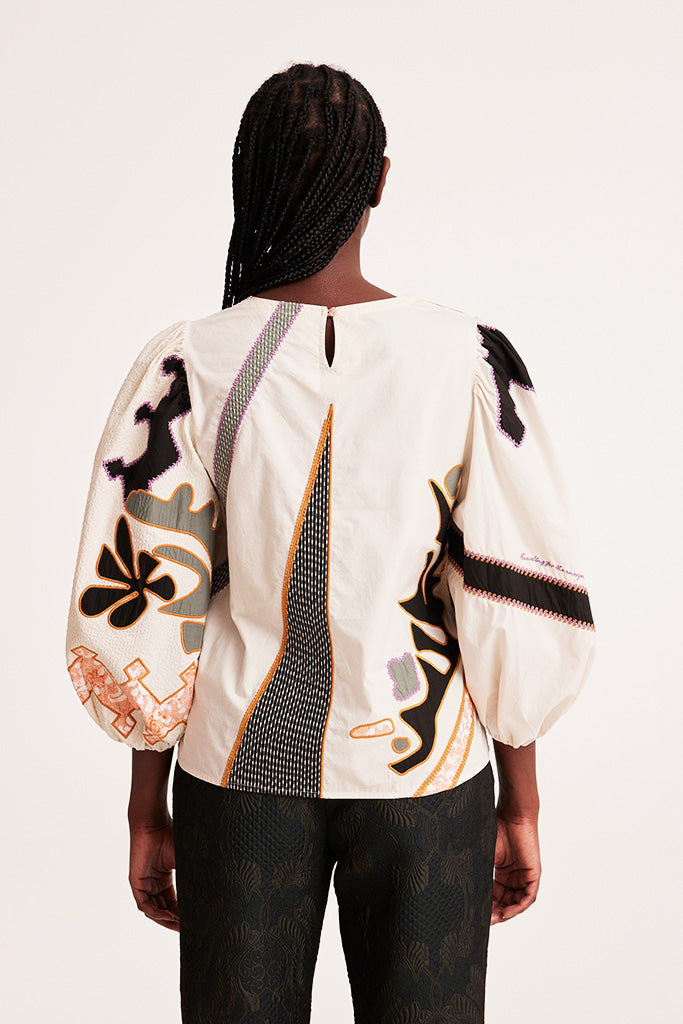 Odd Molly Brittany Blouse in Birch White - Arielle Clothing