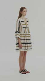 Devotion Twins Ella Short Dress in Khaki and Off White - Arielle Clothing