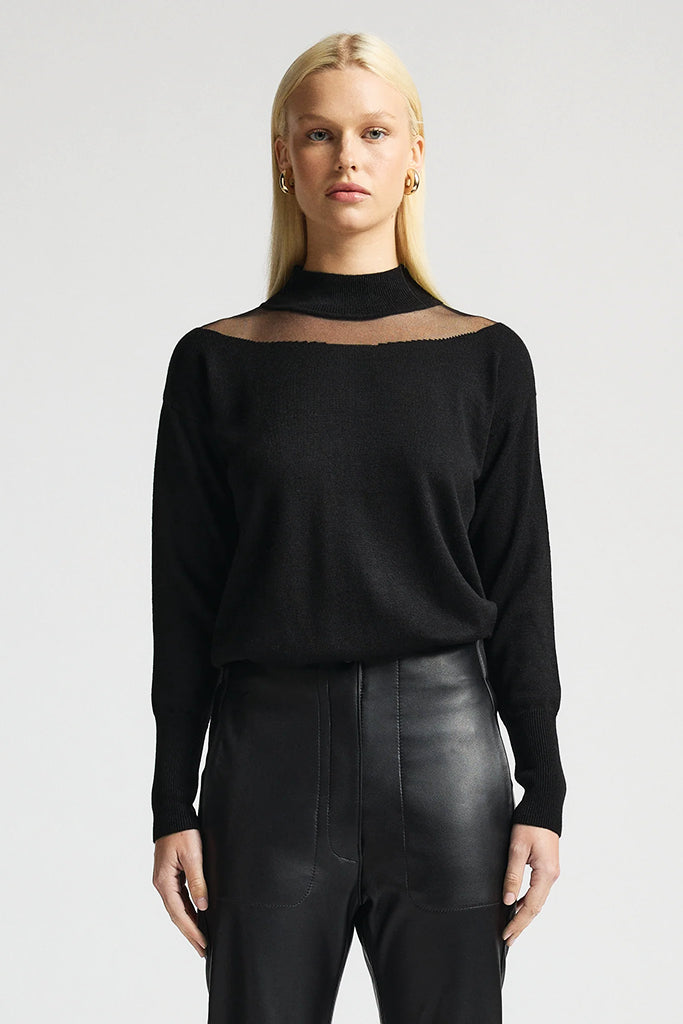 RAW by RAW Audrey Merino Wool Knit in Jet Black - Arielle Clothing