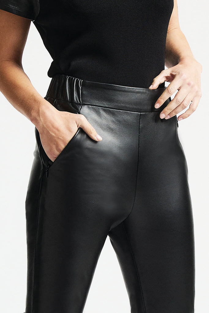Ava Leather Pants in Jet Black