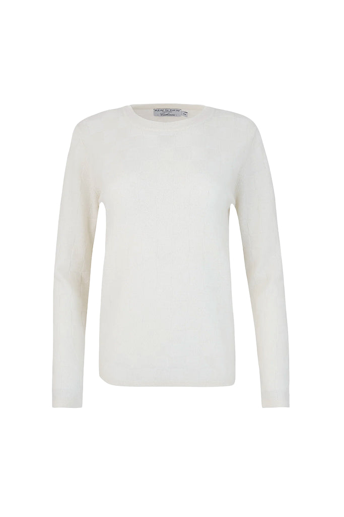 RAW by RAW Carrie Chequerboard Knit in Milk - Arielle Clothing