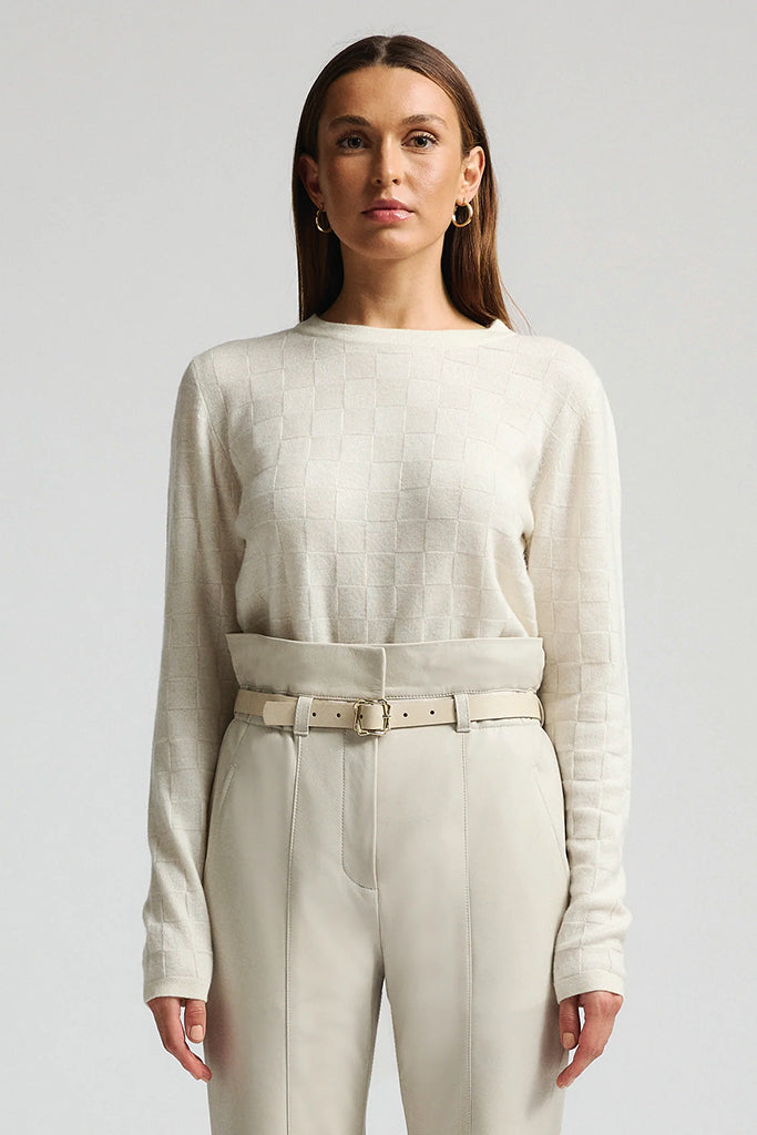 RAW by RAW Carrie Chequerboard Knit in Milk - Arielle Clothing