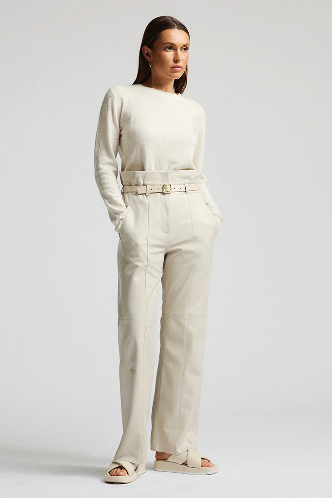RAW by RAW Carrie Chequerboard Knit in Milk - Arielle Clothing