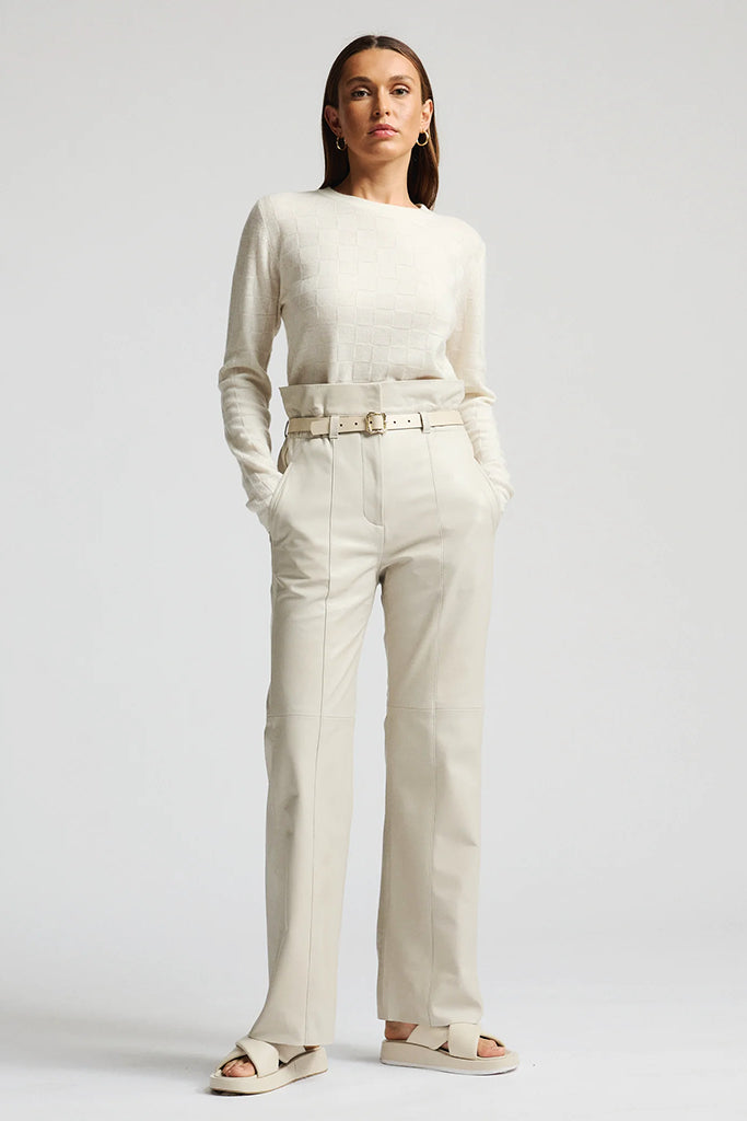 RAW by RAW Carrie Chequerboard Knit in Milk - Arielle Clothing