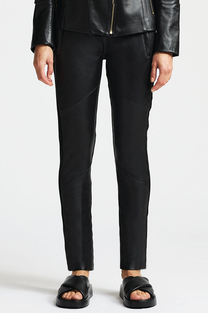 RAW by RAW Frankie Leather/Knit Joggers in Jet Black - Arielle Clothing