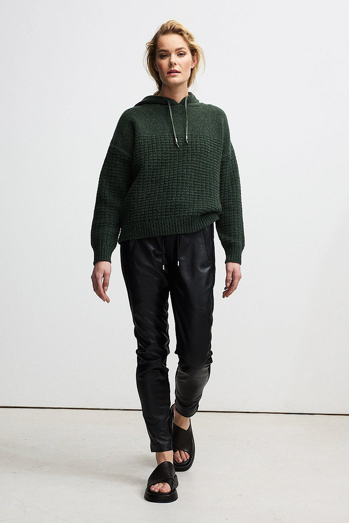 RAW by RAW Frankie Leather/Knit Joggers in Jet Black - Arielle Clothing