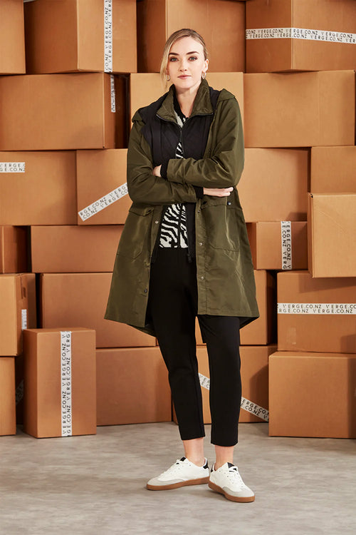 Verge Stargaze Coat in Olive - Arielle Clothing