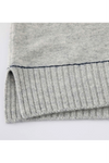 Aleger Cashmere Contrast Collar Crew Neck Sweater in Polar Grey - Arielle Clothing