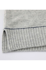 Aleger Cashmere Contrast Collar Crew Neck Sweater in Polar Grey - Arielle Clothing