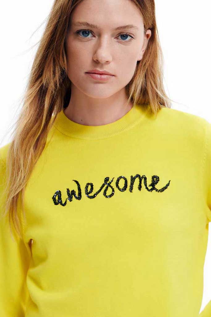 Desigual Mara Awesome Sweater in Chamomile - Arielle Clothing