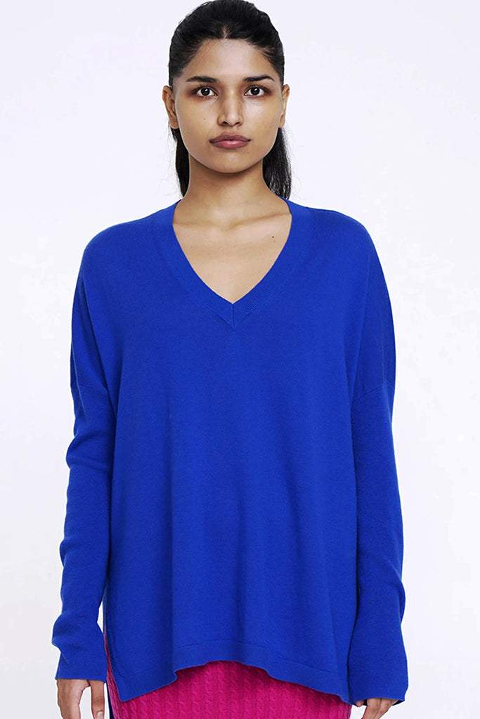 Cobalt blue v neck sweater on sale