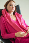 Aleger Cashmere Fine Knit V Neck Sweater in Passion Pink - Arielle Clothing