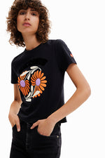 Desigual Elda Printed Tee in Black - Arielle Clothing