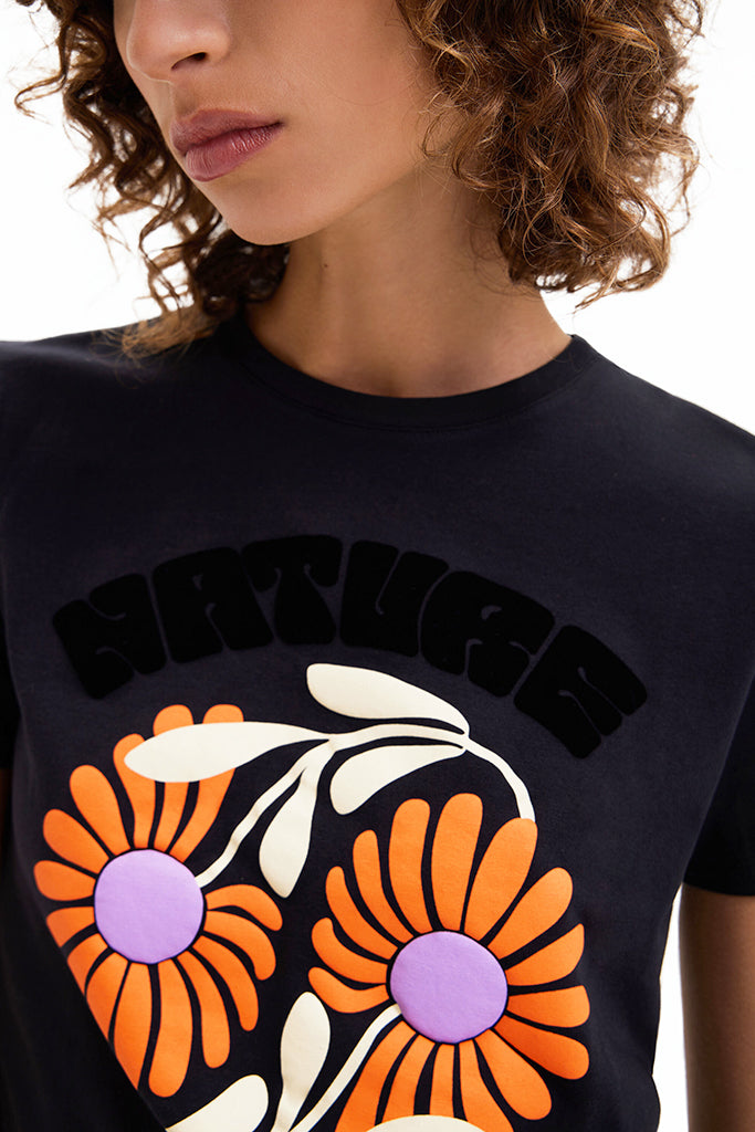 Desigual Elda Printed Tee in Black - Arielle Clothing