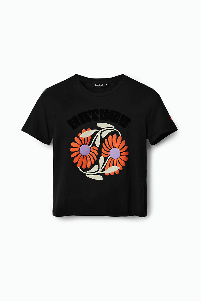 Desigual Elda Printed Tee in Black - Arielle Clothing