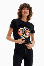 Desigual Elda Printed Tee in Black - Arielle Clothing