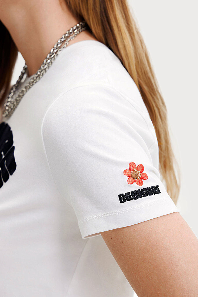 Desigual Elda Printed Tee in White - Arielle Clothing