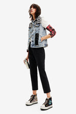 Desigual Filadelfia Denim Vest in Mid Wash - Arielle Clothing