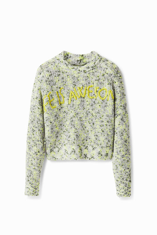 Desigual Hellene Awesome Sweater in Lime Green - Arielle Clothing