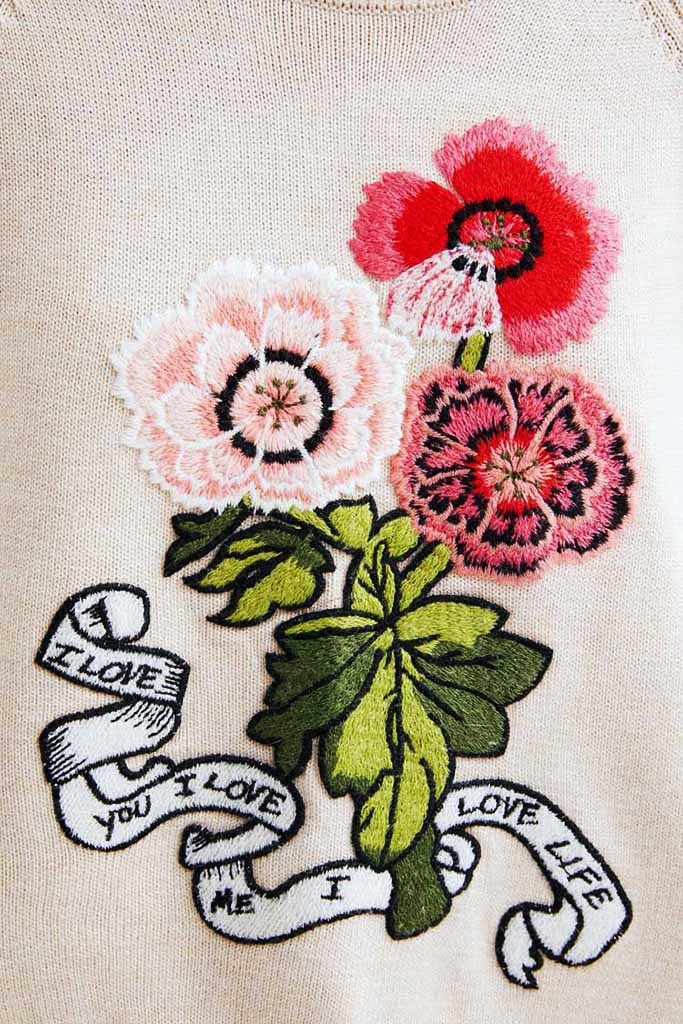 Desigual I Love You Pullover in White Linen - Arielle Clothing