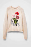 Desigual I Love You Pullover in White Linen - Arielle Clothing