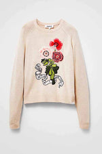 Desigual I Love You Pullover in White Linen - Arielle Clothing