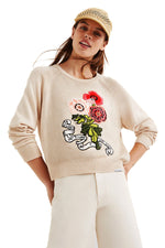 Desigual I Love You Pullover in White Linen - Arielle Clothing