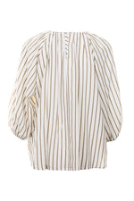 Funky Staff Alana Striped Blouse in White/Taupe - Arielle Clothing