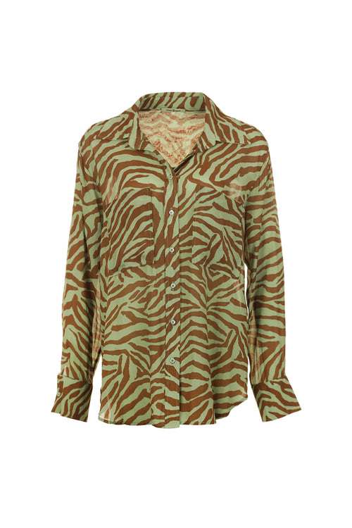 Funky Staff Alva Zebra Blouse in  Opal - Arielle Clothing