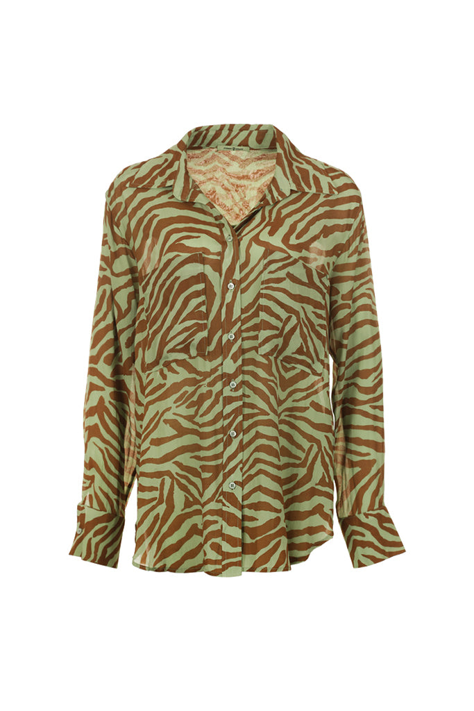 Funky Staff Alva Zebra Blouse in  Opal - Arielle Clothing