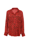 Funky Staff Alva Zebra Blouse in Cayenne - Arielle Clothing