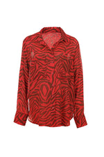 Funky Staff Alva Zebra Blouse in Cayenne - Arielle Clothing