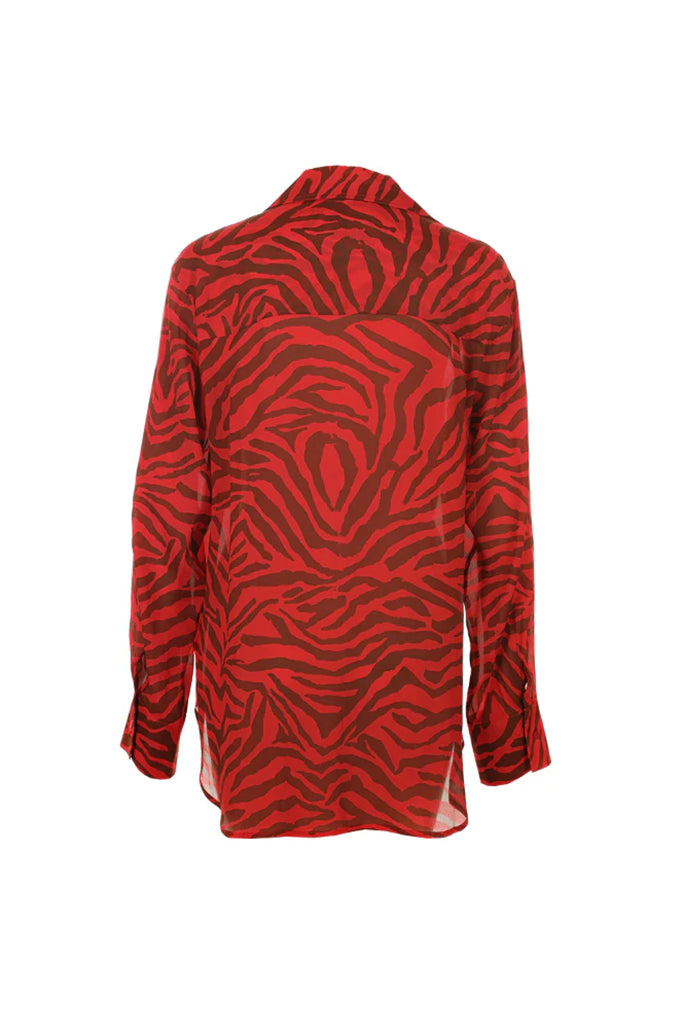 Funky Staff Alva Zebra Blouse in Cayenne - Arielle Clothing