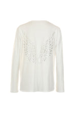Funky Staff Lea Wings Long Sleeve Tee in White - Arielle Clothing