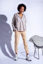 Funky Staff Sara Stripes Shirt in White - Arielle Clothing