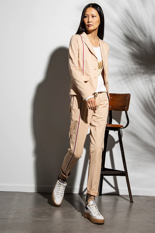 Funky Staff Stin  Jacket With Stripe in Sand - Arielle Clothing