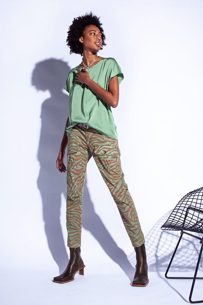 Funky Staff You2 Zebra Pants in Opal - Arielle Clothing