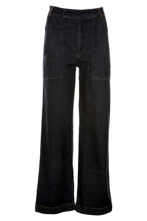 Funky Staff Zita Full Length Denim Pants in Blue - Arielle Clothing