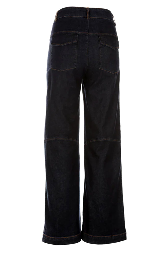 Funky Staff Zita Full Length Denim Pants in Blue - Arielle Clothing
