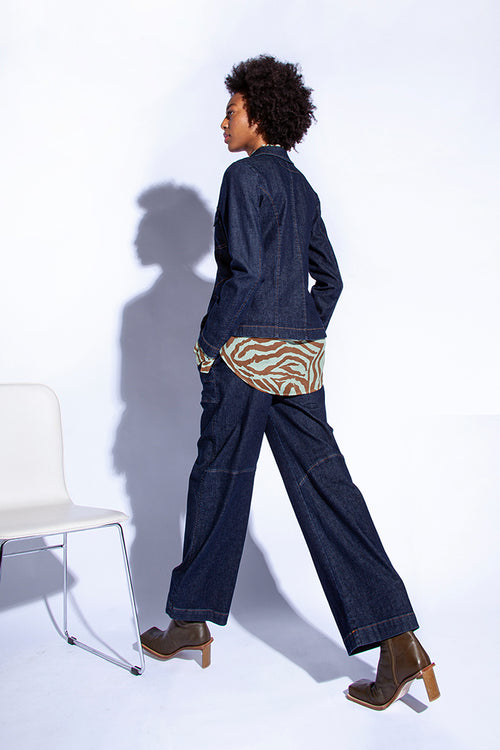 Funky Staff Zita Full Length Denim Pants in Blue - Arielle Clothing